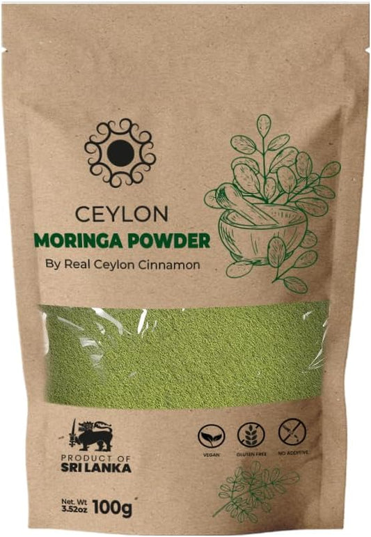 Moringa Powder (3.52oz/100g) – Pure Moringa Oleifera Leaf Powder from Sri Lanka – Kosher, Vegan
