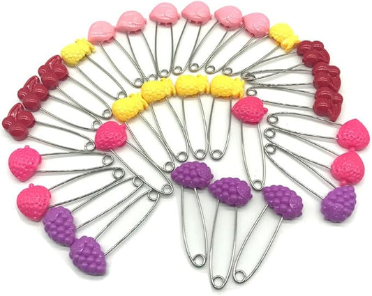 GTONEE Cute Animal Fruit Baby Safety Pins Secure Clips for Fastening Baby Clothes Diaper Napkins Stainless Steel 5CM 30PCS (Fruit)