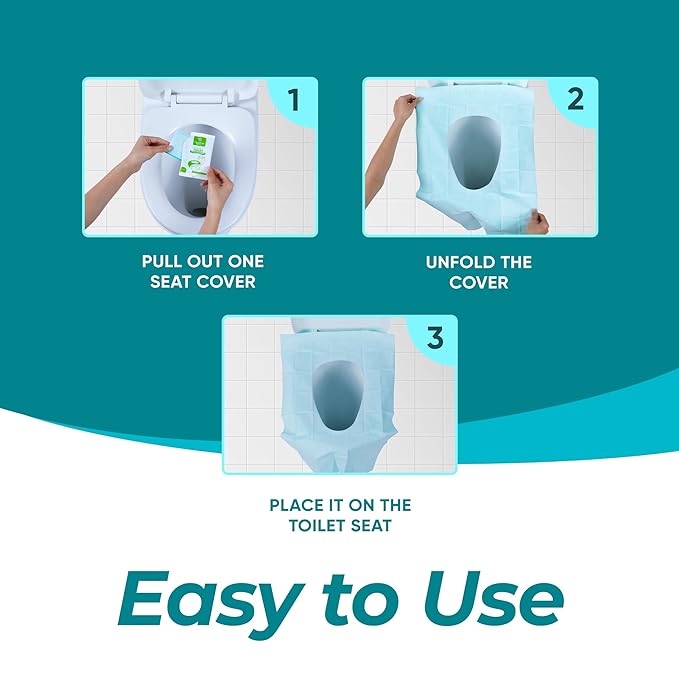 Pack 60 X-Large Disposable Toilet Seat Covers PE Material | Travel Toilet Seat Covers for Adults and Potty Training, Premium Toilet Seat Liners for Public Restrooms