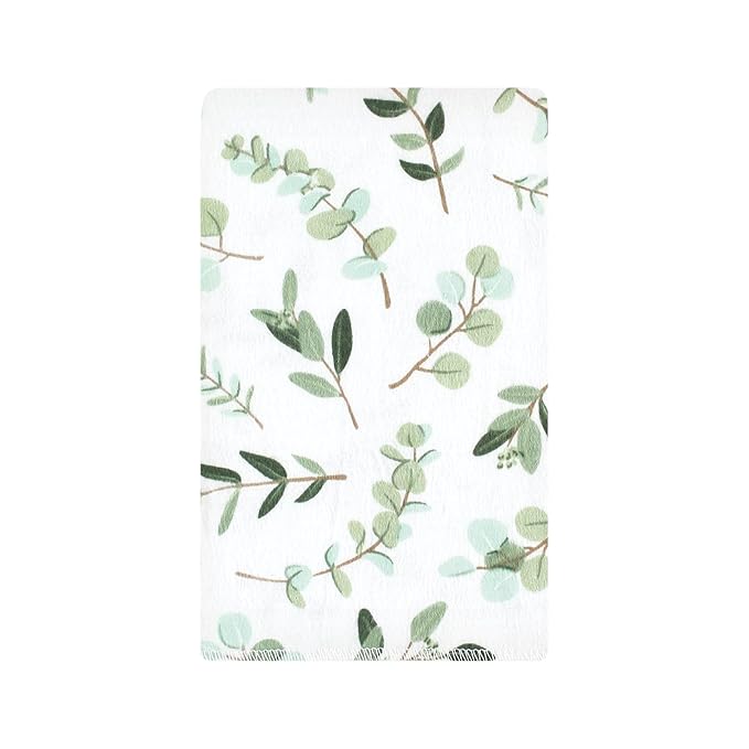 Hudson Baby Unisex Baby Cotton Flannel Burp Cloths, Eucalyptus 10-Pack, One Size