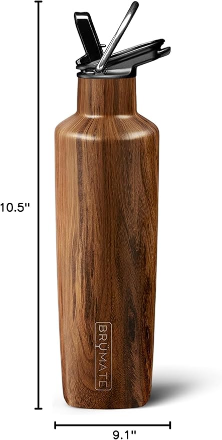 BrüMate ReHydration Mini Kids Water Bottle | 100% Leakproof Insulated Water Bottle for Kids with Straw | Stainless Steel Water Canteen | Perfect Kids Water Bottle for School | 16oz (Walnut)