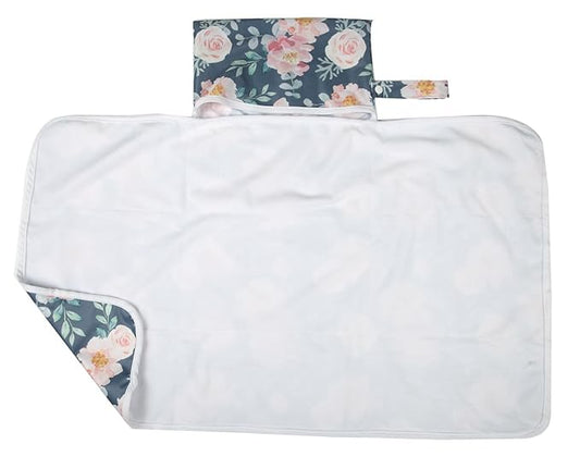Baby Diaper Changing Mat Pad Portable Foldable Washable Compact Travel Nappy Waterproof Play Mat 30inx18.5in for Girls (Flowers)