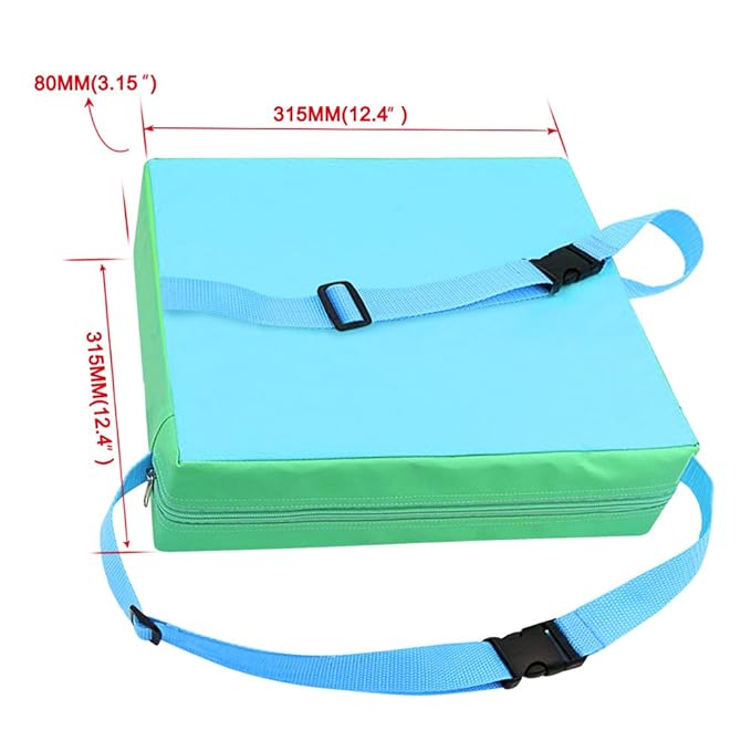 Dining Chair Heightening Cushion Portable Dismountable Adjustable Highchair Booster for Baby Toddler Kids Infant Washable Thick Chair Seat Pad Mat (Blue+Green)