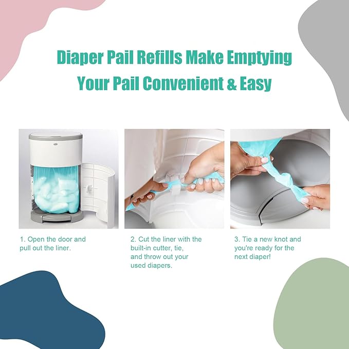 USBOO Refills Compatible with Dekor Plus Diaper Pail,4 Pack Diaper Pail Refill Bags Liners, Reinforced Thickness Diaper Trash Bags, Holds up to 2320 Diapers,Tropical Fruit