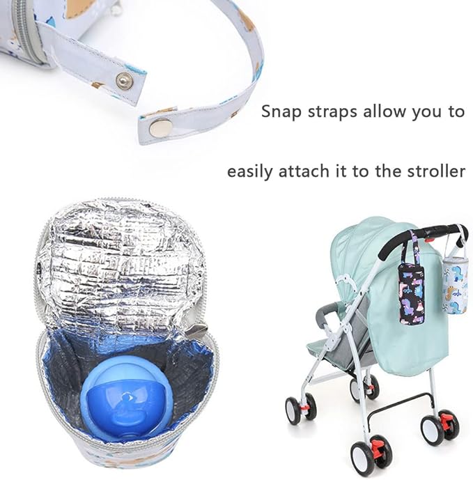 Thermal Insulated Bottle Bag for Newborn Toddler Baby Bottle Insulation Bag Hangable Cartoon Breastmilk Storage Tote Portable Milk Bottle Holder for Travel Outdoor