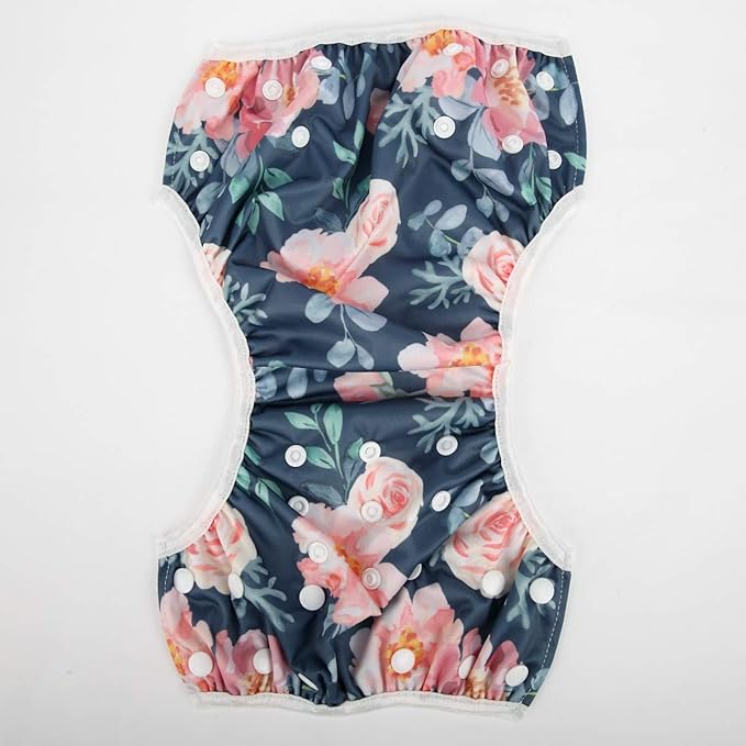 Baby Swim Diaper Nappy Reusable Adjustable 0-2 Years Old Toddler Small (Small, Floral)