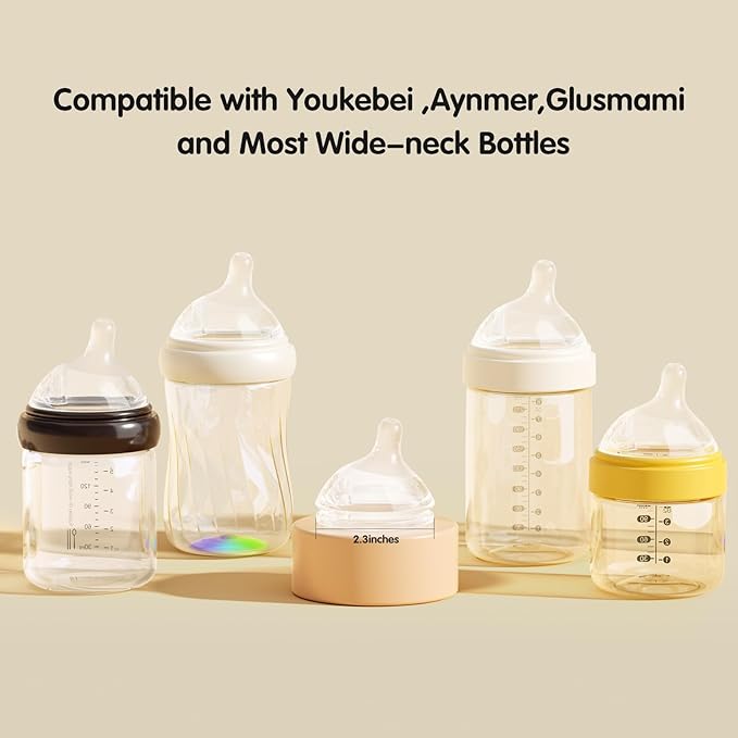 Aynmer Natural Flow Baby Bottle Silicone Nipple，0+ Months, 4 Counts (L)