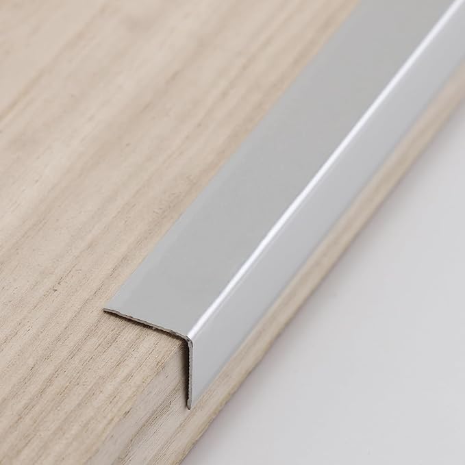 Coengwui Aluminum Corner Guards, Peel and Stick L-Shaped Molding Trim for Wall Table Door Frame Protection and Decoration (Matte Silver, 3Pcs x 4.26ft x 0.8in)
