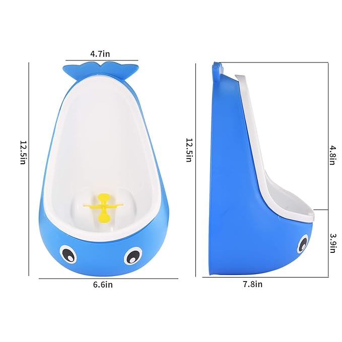 Potty Training Urinal for Boys Cute Whale with Funny Aiming Target - Blue