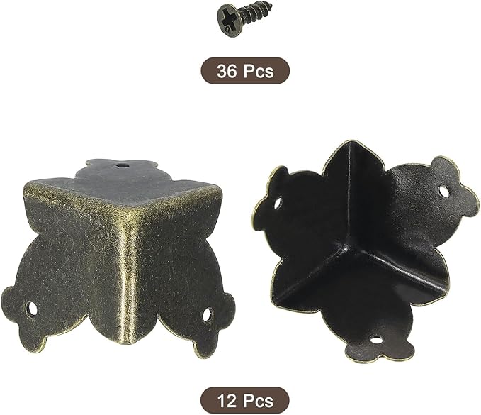 uxcell 12 Pcs Decorative Box Corner Cover, 20mm Metal Edge Guard, Furniture Corner Edges Protector, Bronze