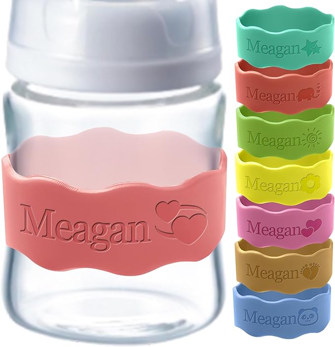 Bottle Labels for Daycare Reusable Custom Breast Milk Waterproof Silicone Cup Label Engraved Name Bands Logo Personalized Gifts-Orange