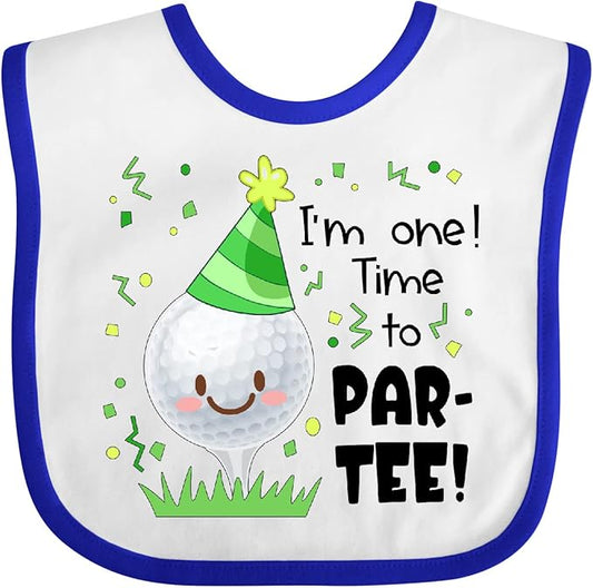 inktastic I'm 1 Time To Par-Tee Golf First Birthday Baby Bib