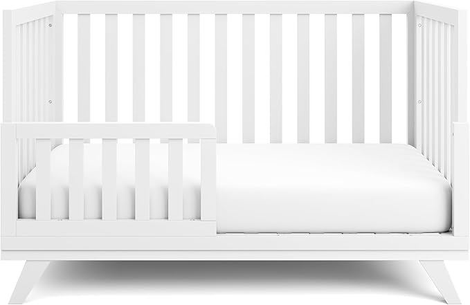 Comfy Cubs Crib Conversion Kit for Toddlers – Easy Assembly Toddler Bed Guard Rail for Ages 15 Months+, 100% Solid Pine Wood Convertible Crib Kit – Safe & Secure Bed Rail – White, 53.5 x 13 x 1in