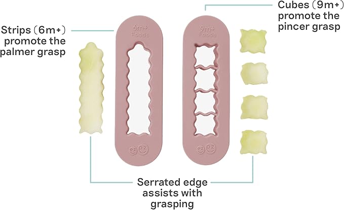 ezpz Baby-Led Weaning Food Cutters (2 pack in Blush) - 6/9 Months + - Food Prep for Infants