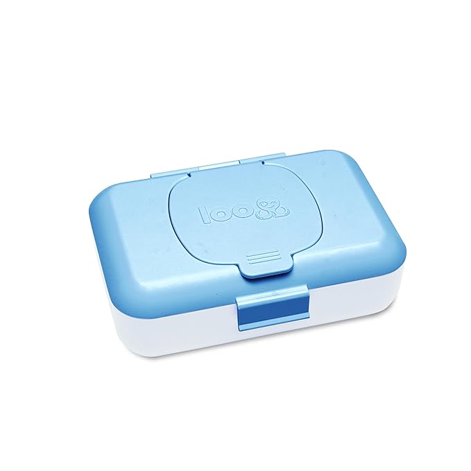 Loo Kids Flushable Wipes Dispenser – Fits Standard Size Flushable Wipes Only – No-Drill Suction Mount Wipe Holder for Toilet Tank, Tile, or Smooth Bathroom Surfaces, Blue