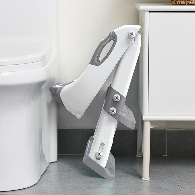Potty Training Seat with Step Stool Ladder, Toddler Toilet Seat for Boys Girls, Adjustable 6 Heights Fits Round & Elongated Toilets, Anti-Slip Pads & Leak-Proof Guard
