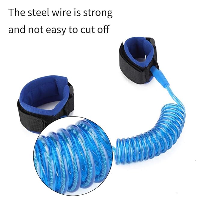 Anti Lost Wrist Link, Kids Anti Lost Rope Elastic Adult Children Wristband Safety Link Walking Harness Rope for Toddlers Babies(Blue)