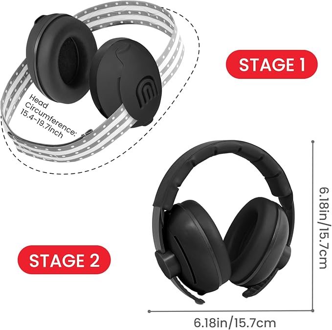 2-in-1 Adjustable Baby & Toddler Noise Cancelling Headphones - Ear Muffs for Kids 1-3 for Airplane Travel