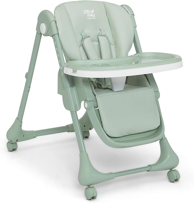 Little Folks by Delta Children 2-in-1 SlimFold High Chair for Babies and Toddlers, Sage Green