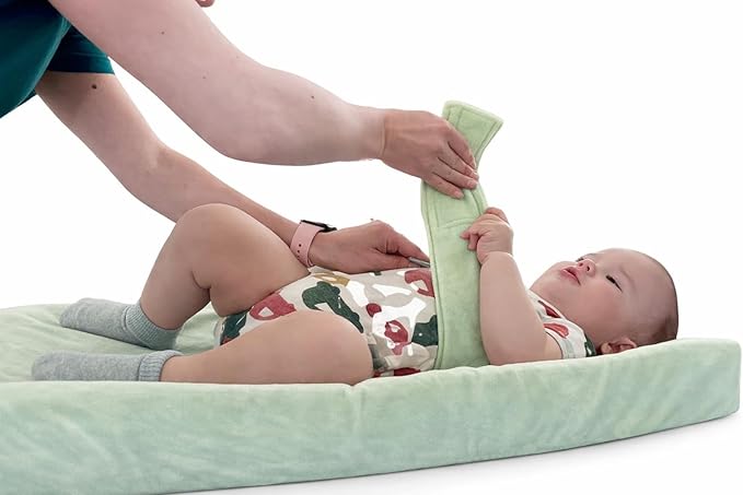 Anti Roll Changing Pad Cover, Ultra Soft Unisex Changing Table Covers, Patented Secure Strap, Mom's Choice Award Winner (Mint)