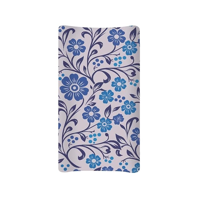 Blue Flower Print Changing Pad Cover for Baby Girls Boys Comfort Diaper Change Table Pad Covers Soft Changing Pad Sheets
