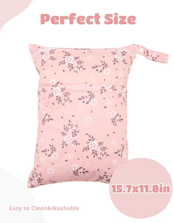 Wet Dry Bag Reusable Waterproof Swimming Bag Travel Beach Pool Yoga Gym Bag for Baby Cloth Diaper Swimsuits Wet Clothes Two Zipper Pockets 3 Pack 3L27