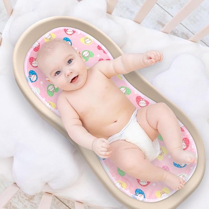 4 Packs Peanut Changing Pad Cover, 4-Layer Thickened Changing Pad Liner Waterproof Absorbent Non-Slip Reusable, Fits in Peanut Shaped Changing Pads (Pink)