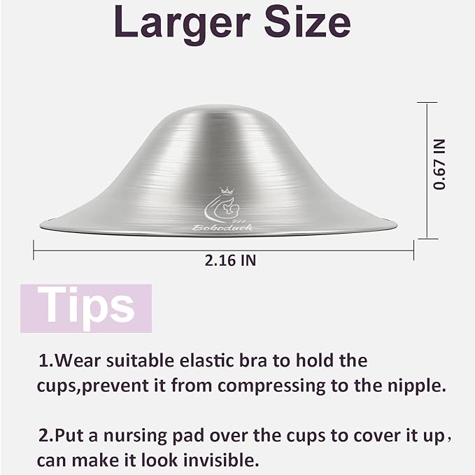 Boboduck Nipple Shields for Nursing Newborn - Large Size 999 Silver Nursing Cups Soothe Nursing Nipple, BreastfeedingEssentials Nipple Cover, Nipple Guards Protector for Breastfeeding