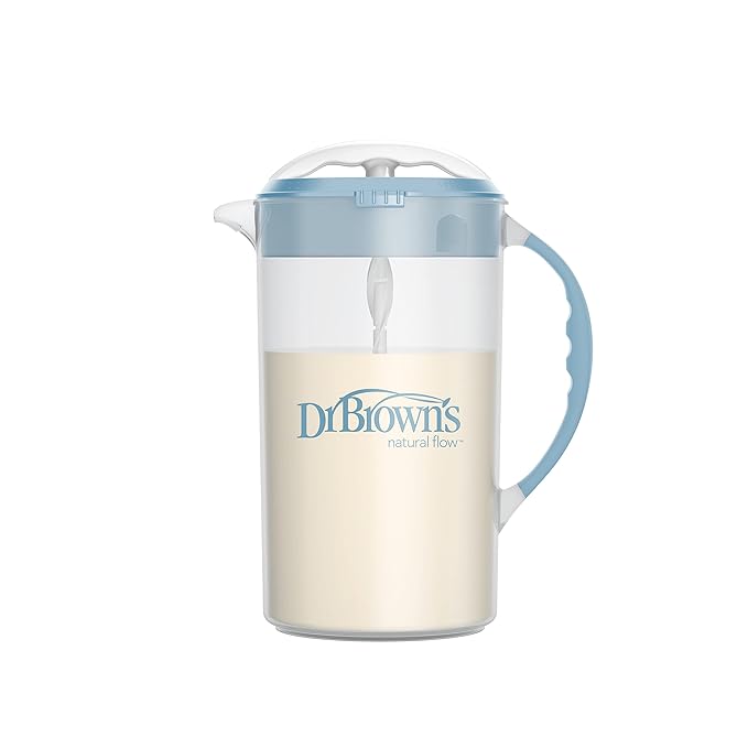 Dr. Brown's Fold & Freeze Bottle Tote, Breastfeeding Essential Cooler Bag & Baby Formula Mixing Pitcher with Adjustable Stopper, Locking Lid, & No Drip Spout, 32oz, BPA Free, Blue