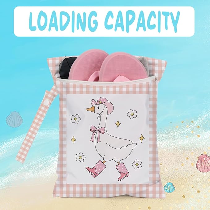 Wet Bag for Baby Swimsuit Kids Wet Dry Bag for Breast Pump Parts Diaper Bag Toiletries Daycare Organizer Beach Vacation Essentials Pink Silly Goose Plaid Travel Laundry Bags