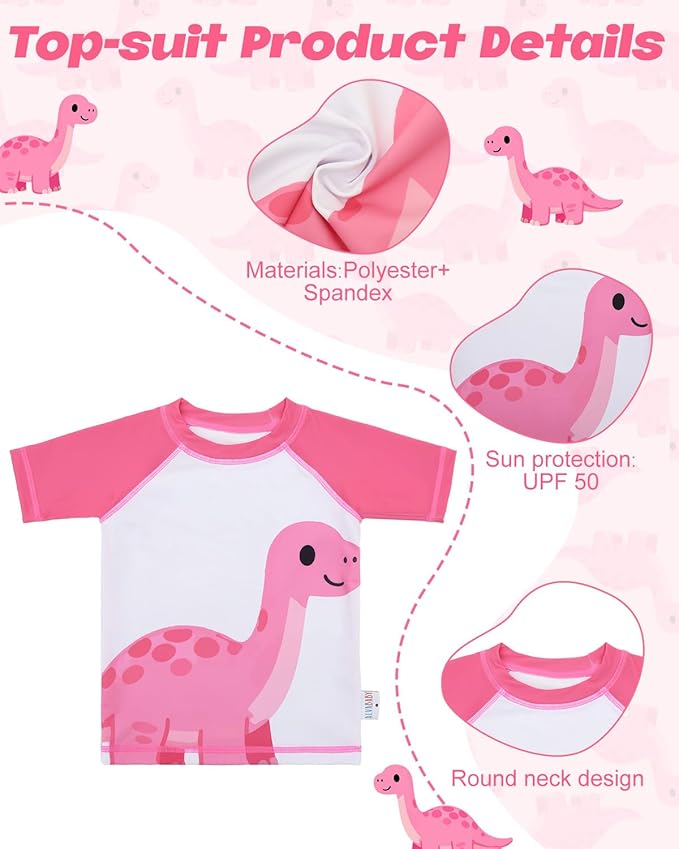 ALVABABY Baby Girl Swimsuit, 2-Piece Infant Toddler Bathing Short Sleeve Swimwear, Small Baby Reusable Swim Diaper with Matching Top