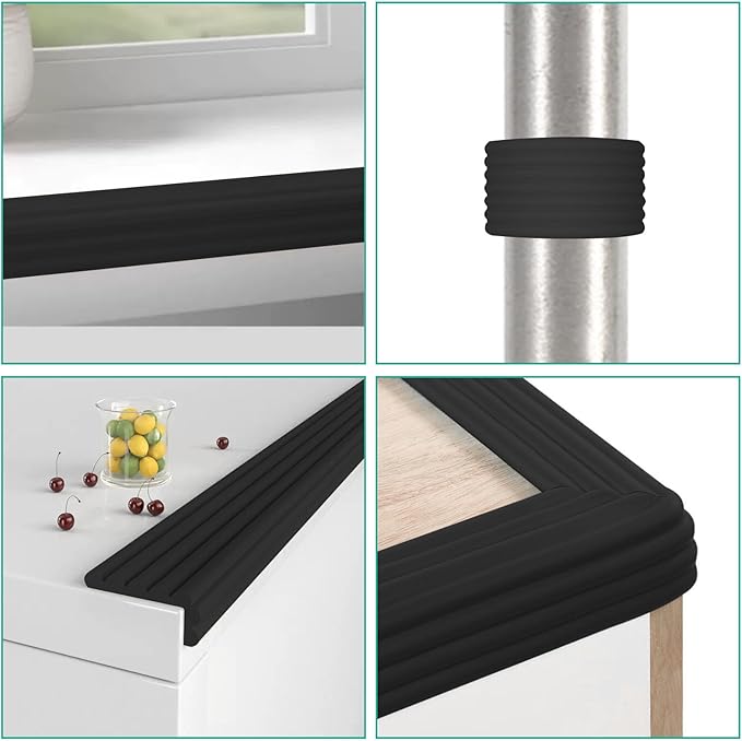 6.56ft Corner Protector Baby, Self Adhesive Baby Proofing Corner Guards Widen Edge Protector, Desk Edge Cushion, Furniture Table Covers Safety Bumper (Black)