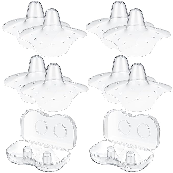 Nuanchu 8 Pcs Nipple Shield for Breastfeeding Newborn Nipple Protector with Carrying Case Silicone Extender for Women Protecting Sore, Flat or Inverted (20 mm/ 0.78 Inch,Clear)