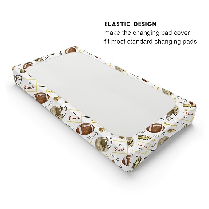 Watercolor American Football Baby Changing Pad Cover for Boy Girl 32''x16'' American Football Rules Fitted Diaper Change Table Sheet Outdoor Sports Gift Soft Breathable Baby Changing Table Mats