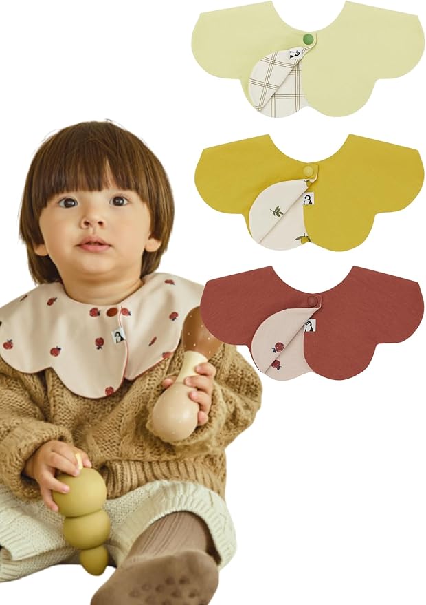 Konny Baby Bib 3/5/7-Pack Set, 360 ° Rotate, Soft and Absorbent Drooling for Toddler Boys Girls Baby Essentials