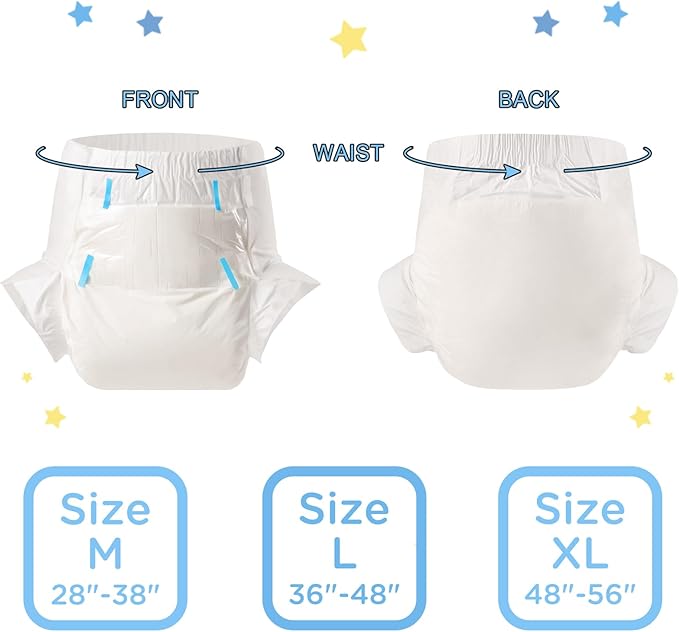 Littleforbig Adult Diaper 80 Pieces (8 Packs) - ABDry New White Diapers(M)