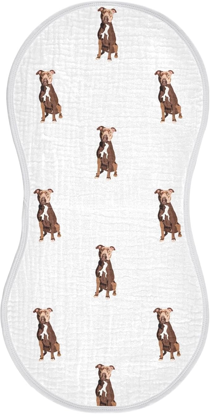 vvfelixl Baby Burp Cloths Pit Bull Terrier Sitting Dog Baby Newborn Cotton Burping Cloths Set Baby Washcloths 4 Pack