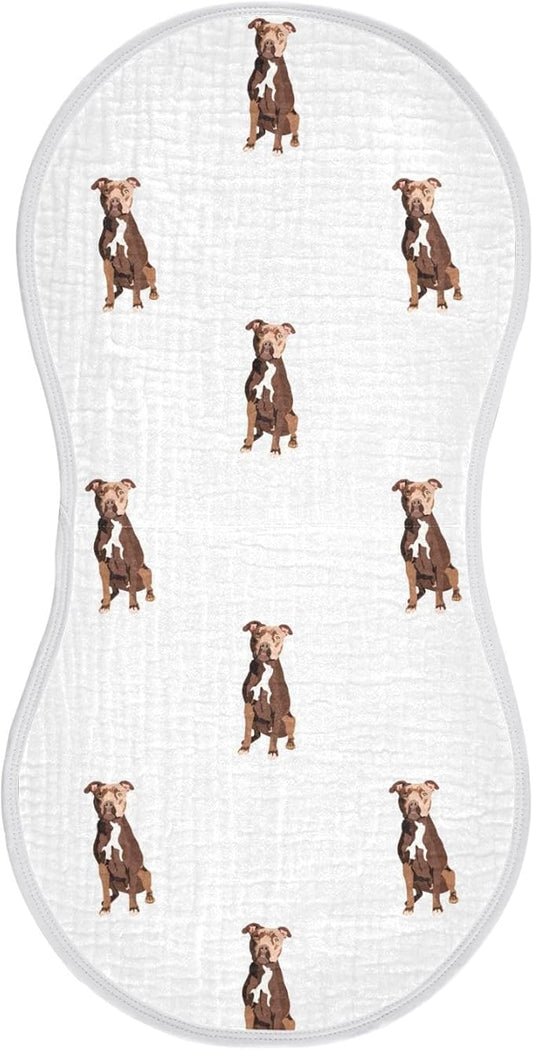 vvfelixl Baby Burp Cloths Pit Bull Terrier Sitting Dog Baby Newborn Cotton Burping Cloths Set Baby Washcloths 4 Pack