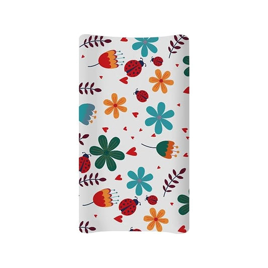 Baby Stretchy Changing Pad Cover, Breathable Changing Pad Cover for Infants and Toddles, Hippie Flower Ladybug Print 16 * 32 Inches