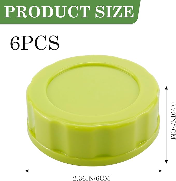 6pcs Baby Bottle Caps with Sealing Gasket, Travel and Storage Bottle Lids Airtight Replacement Caps for Wide Neck Glass Bottles (Green)