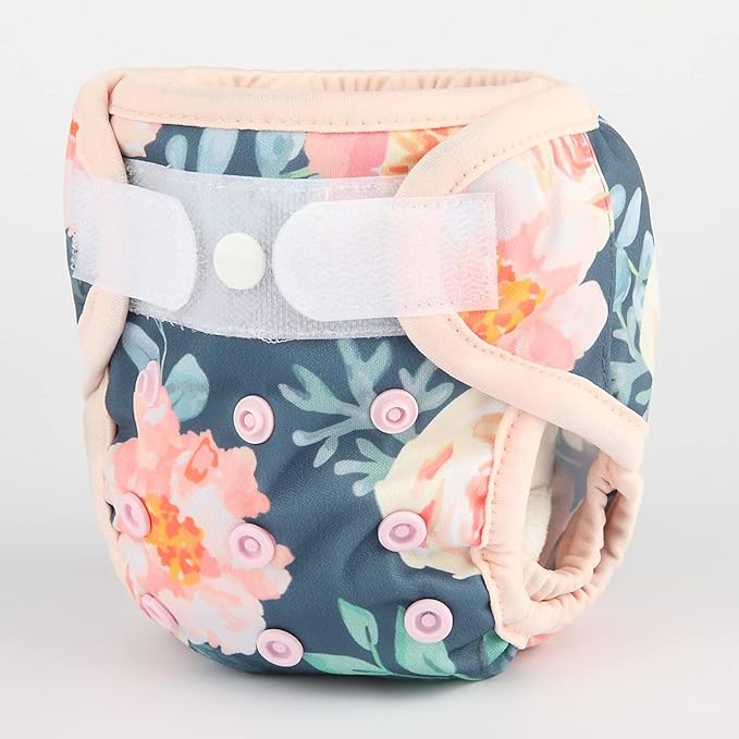 Newborn Baby Cloth Diaper Cover Nappy Hook and Loop (Vintage Bloom)
