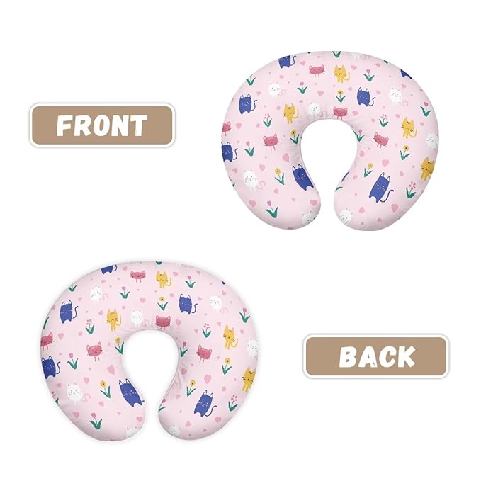 Nursing Pillow Cover with Hidden Zipper Cat and Flowers Soft for Moms/Baby Nursing Pillow Cover Stretchy Removable Cover for Breastfeeding Pillow