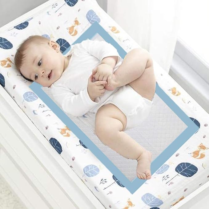 Organic Cotton Baby Disposable Changing Pad, 100 Count Ultra Absorbent & Waterproof Super Soft, Quilted Underpads for Baby Diaper Table & Travel 13X18 inch- Extra Thick