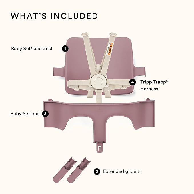 Stokke Tripp Trapp Baby Set 2, Heather Mauve - Ages 6-36 Months - Convert The Tripp Trapp Chair into a Comfortable High Chair - Includes Stokke Harness 2
