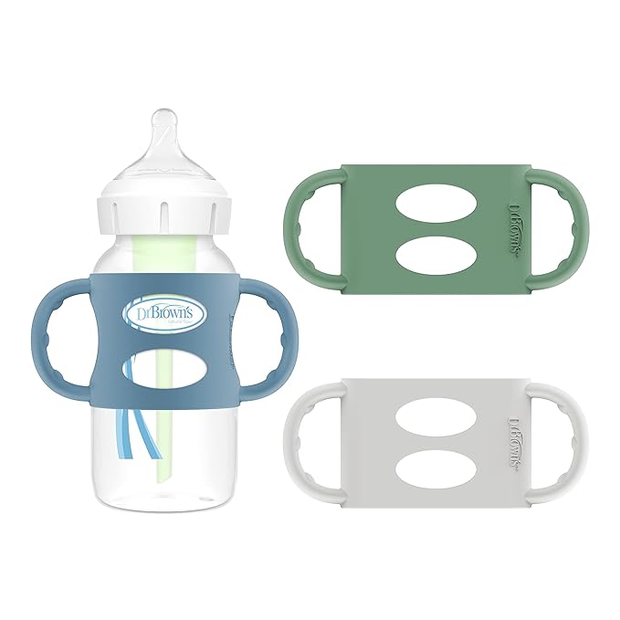 Dr. Brown's Silicone Handles for Wide-Neck Bottles, 3 Pack & Options+ Wide-Neck Bottle Sippy Spouts, 2 Count