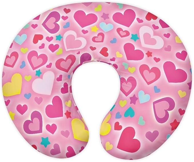 Love Heart Pink Feeding Pillow Cover Cozy Nursing Slipcover Soft Breastfeeding Pillow Slipcover Skin-Friendly U-Shaped Hidden Zipper Design
