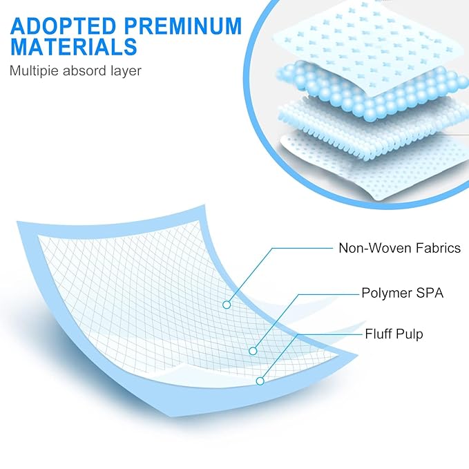 Baby Change Mat 45 x 33 CM (100-Count) Baby Pee Pads, Baby Changing Pad, Waterproof Bed Pad -Thick Super Absorbent Pads Disposable Underpads for Kids, Adults, Elderly - Liquid, Urine