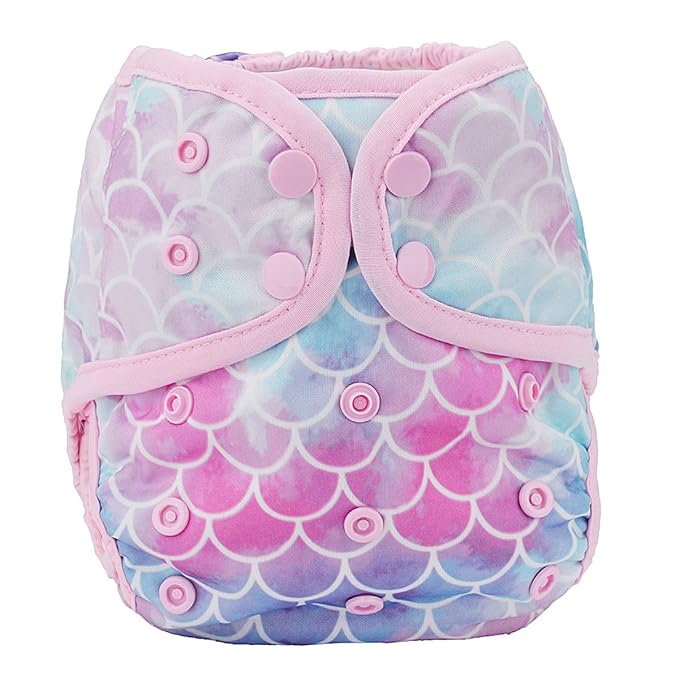 Baby Diaper Cover Nappy One Size 8lbs to 36lbs (Scales Blue Pink)