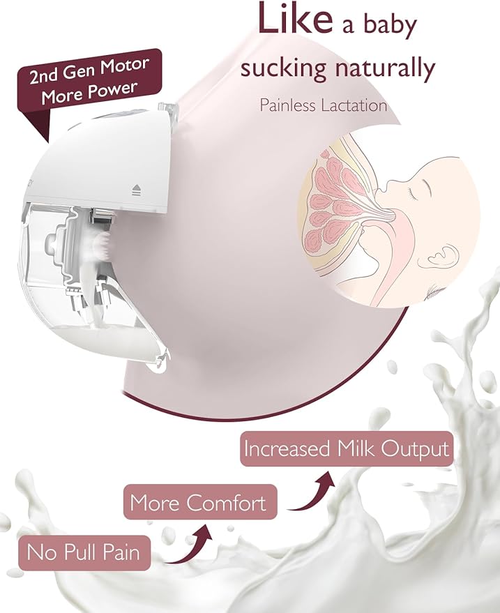 Momcozy M5 Hands-Free Wearable Breast Pump Without APP, Double-Sealed Flange for Baby-Like Comfort, 3 Modes & 9 Suction Levels, Portable Electric Pump – 24mm, 2-Pack Quill Gray