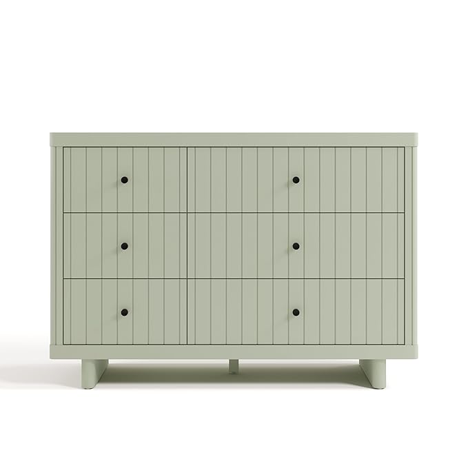 Storkcraft Kyoto 6 Drawer Dresser (Sage) - GREENGUARD Gold Certified, Nursery & Kids' Bedroom, Safety Interlocking Drawer System, & Easy Assembly with Pre-Installed Tracks
